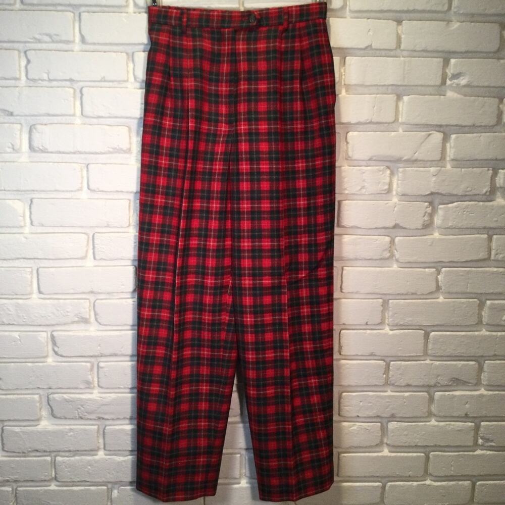 Talbots Vtg Wool Plaid Front Pleats Pockets High Waist Lined Slacks 6 Petite